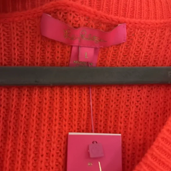 NWT Lily Pulitzer sweater. Spicy coral color (bright pink/red, not red) - Picture 2 of 4